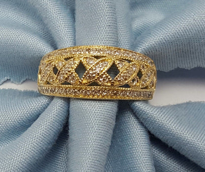 14K Solid Yellow Gold Designer Cluster Diamond Ring