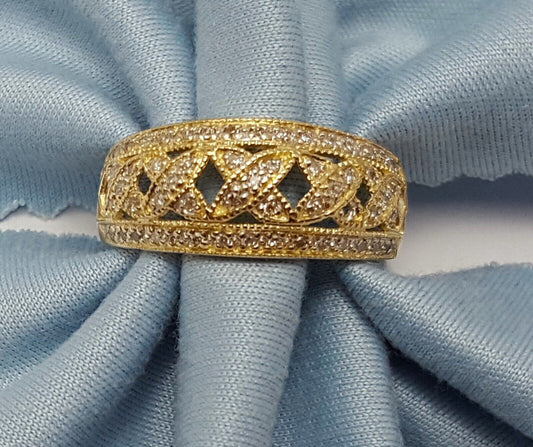 14K Solid Yellow Gold Designer Cluster Diamond Ring