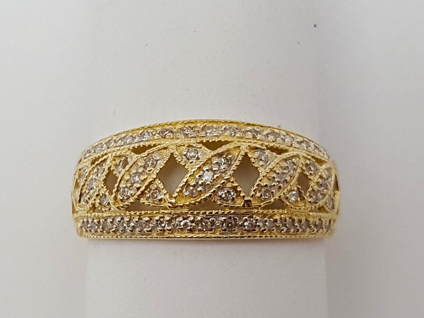 14K Solid Yellow Gold Designer Cluster Diamond Ring