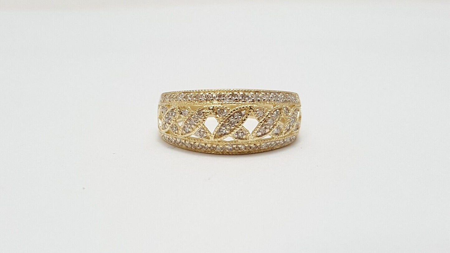 14K Solid Yellow Gold Designer Cluster Diamond Ring