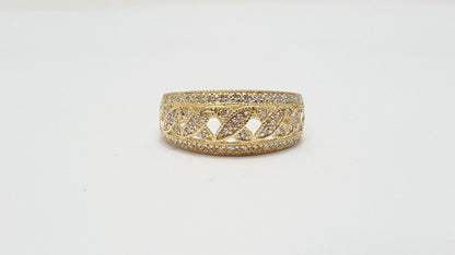 14K Solid Yellow Gold Designer Cluster Diamond Ring