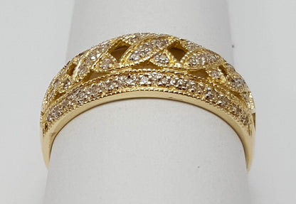 14K Solid Yellow Gold Designer Cluster Diamond Ring