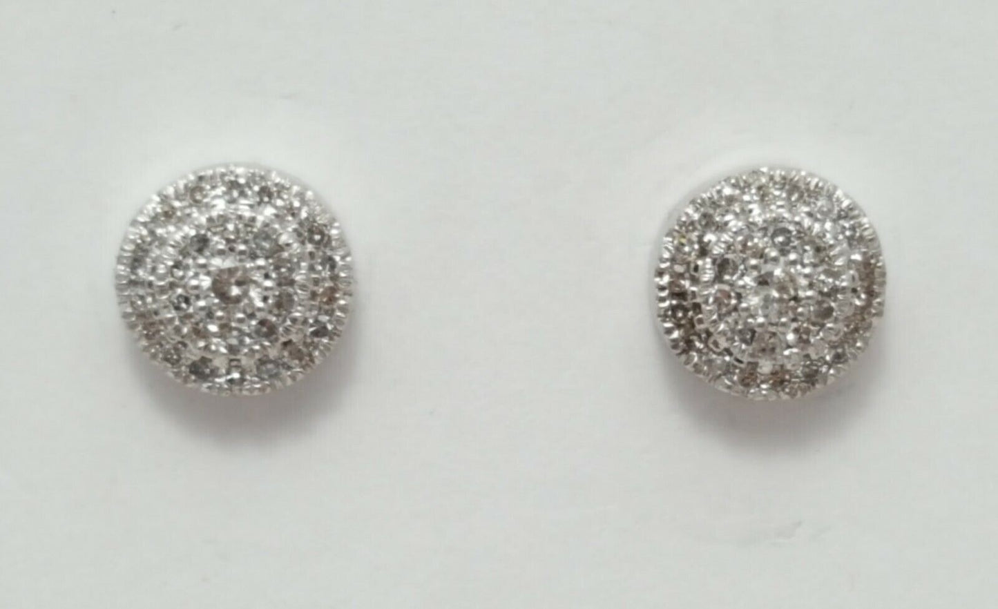 10K White Gold Designer Round Diamond Stud Earrings & Backings