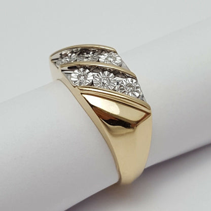 10K Multi Color Gold Men's Diamond Ring