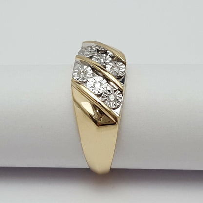 10K Multi Color Gold Men's Diamond Ring