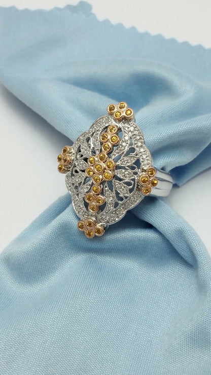 14K Multi Color Gold Diamond & Topaz Ring