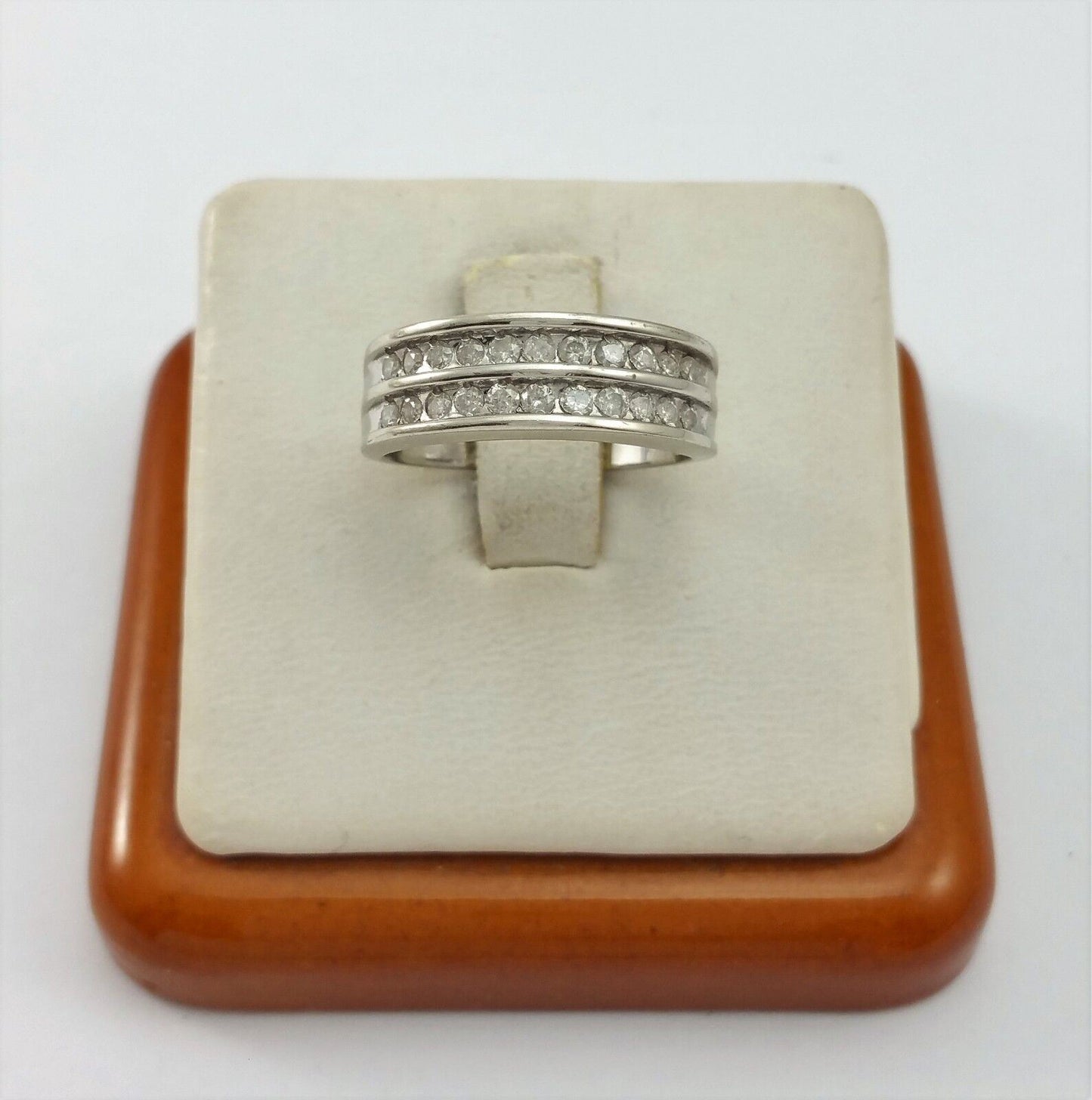 10K White Gold Designer Ring Band W/ Cluster of Diamonds