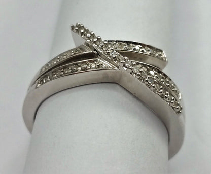 10K Solid White Gold Ladies Designer Ring With Diamonds