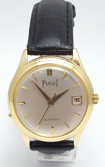 Piaget Automatic 18kt Yellow Gold 25J Vintage Date Leather Swiss Watch F 694