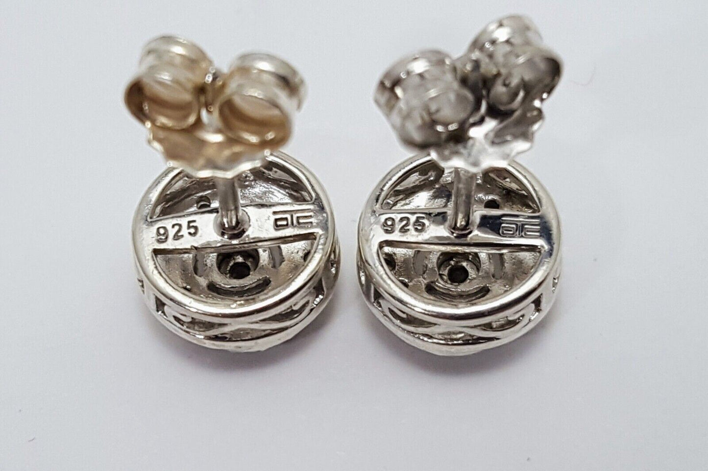 925 Sterling Silver Designer Round Raw Diamonds Stud Earrings