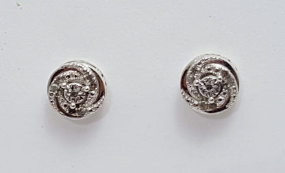 925 Sterling Silver Designer Round Raw Diamonds Stud Earrings