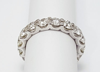 14K Solid White Gold Ladies Diamond Eternity Wedding Band Ring