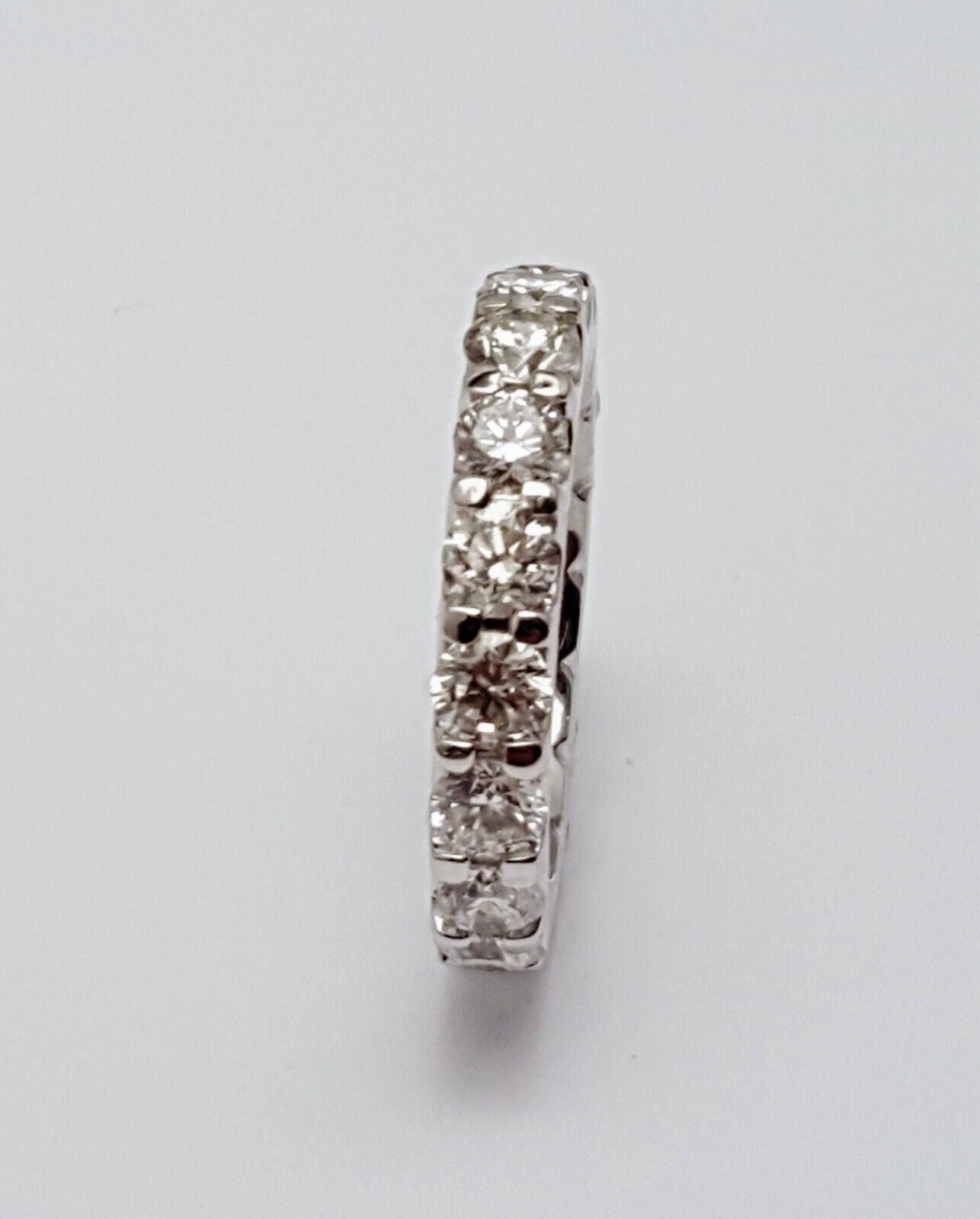 14K Solid White Gold Ladies Diamond Eternity Wedding Band Ring