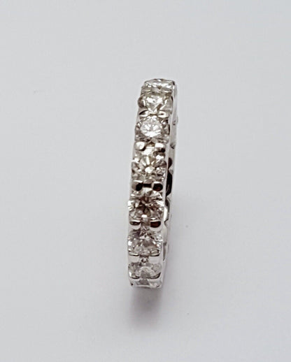 14K Solid White Gold Ladies Diamond Eternity Wedding Band Ring