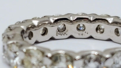 14K Solid White Gold Ladies Diamond Eternity Wedding Band Ring