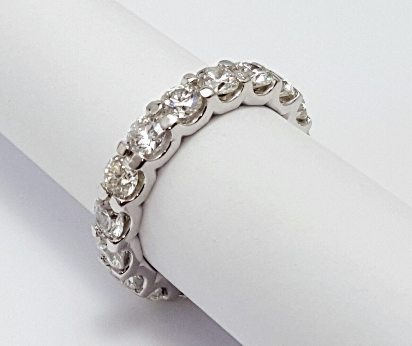 14K Solid White Gold Ladies Diamond Eternity Wedding Band Ring