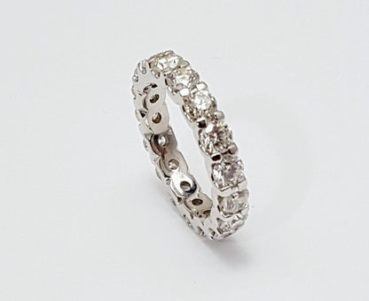 14K Solid White Gold Ladies Diamond Eternity Wedding Band Ring