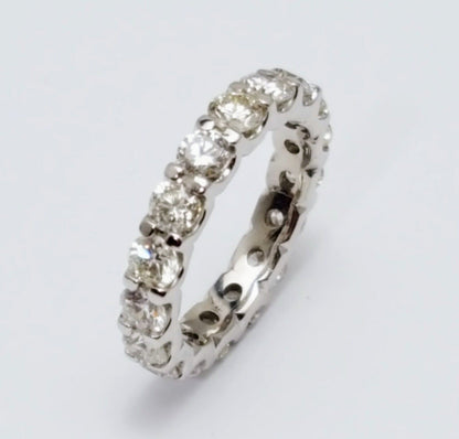 14K Solid White Gold Ladies Diamond Eternity Wedding Band Ring