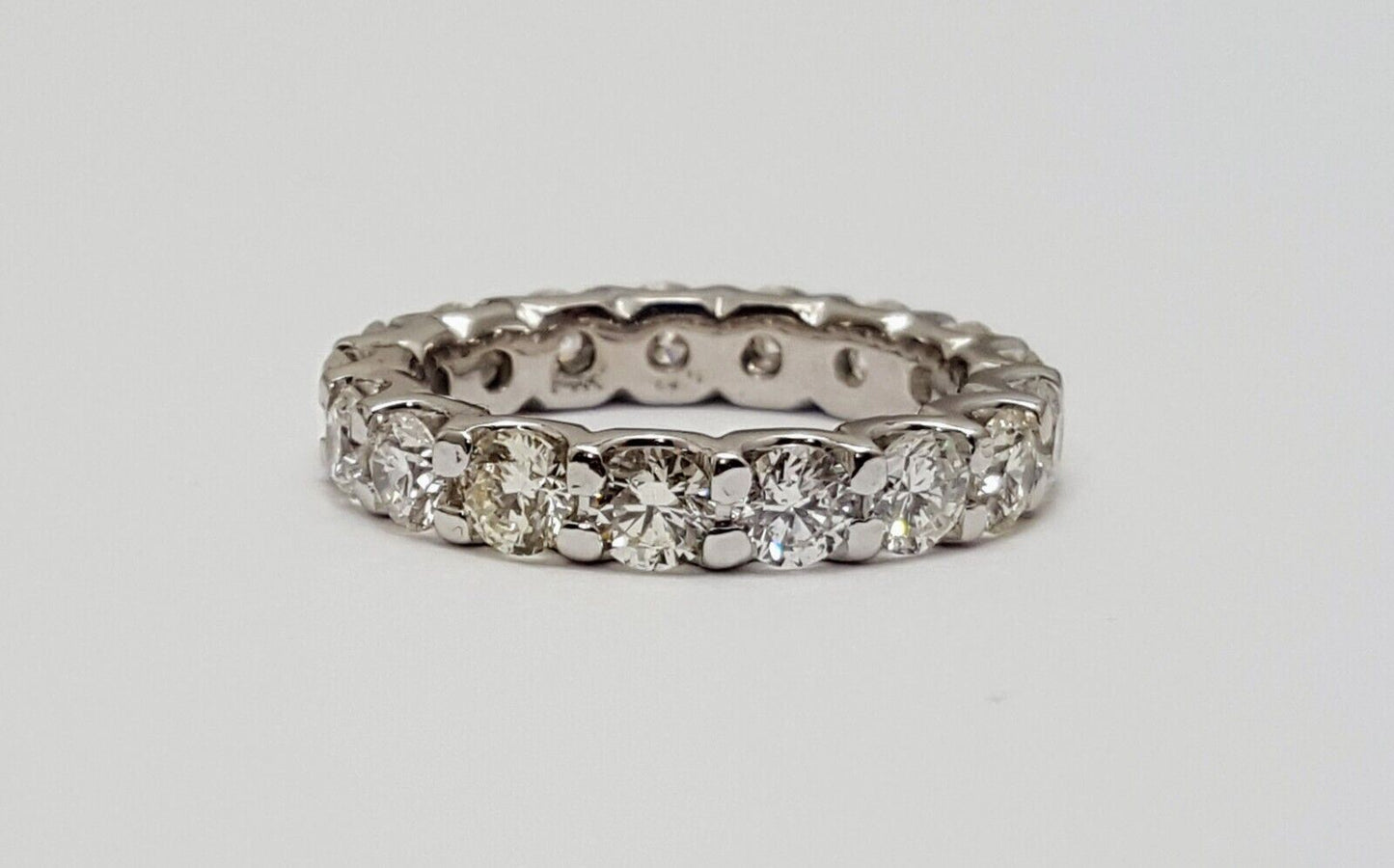 14K Solid White Gold Ladies Diamond Eternity Wedding Band Ring