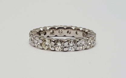 14K Solid White Gold Ladies Diamond Eternity Wedding Band Ring