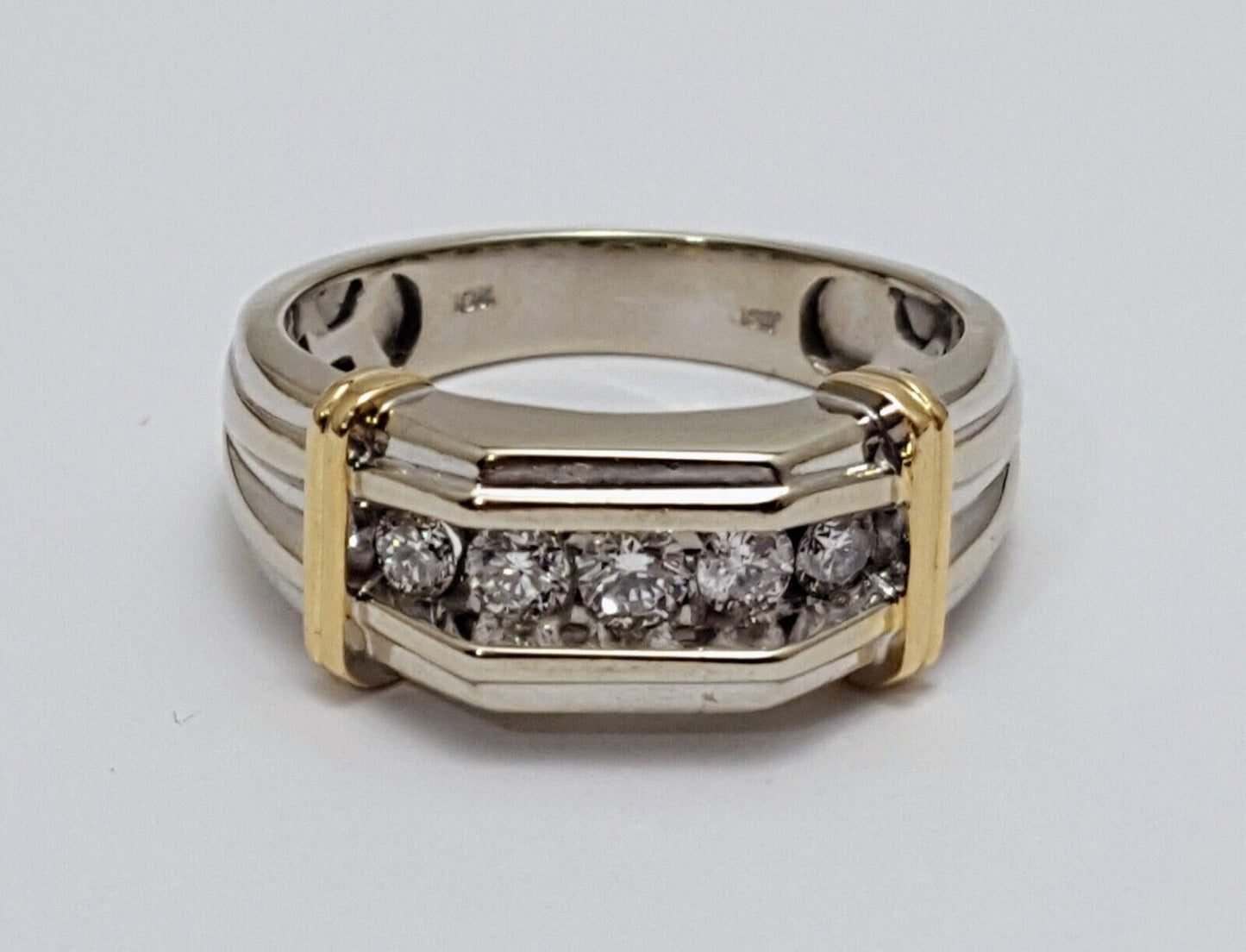 Unique 10K Karat Solid Multi Color Gold Diamond Men's Ring