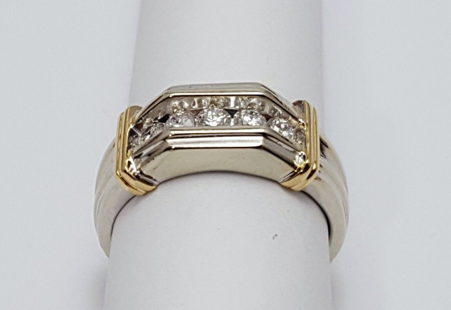 Unique 10K Karat Solid Multi Color Gold Diamond Men's Ring