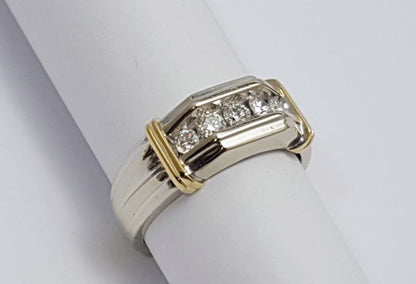 Unique 10K Karat Solid Multi Color Gold Diamond Men's Ring