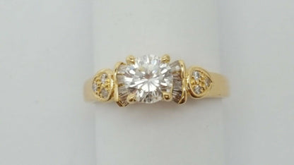 Exquisite 18K Karat Solid Yellow Gold Solitaire Diamond Wedding Engagement Ring