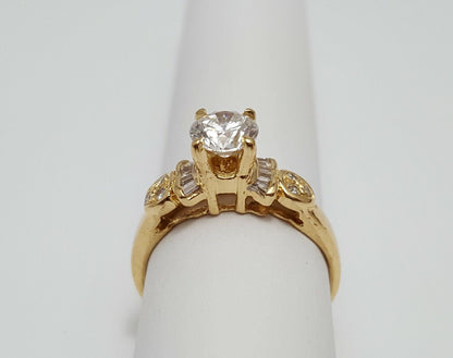 Exquisite 18K Karat Solid Yellow Gold Solitaire Diamond Wedding Engagement Ring