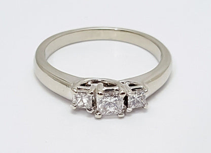 14K Solid White Gold Designer Princess Cut Diamond Engagement Ring