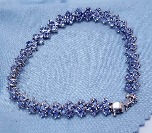 10K White Gold Designer Tanzanite Tennis Bracelet