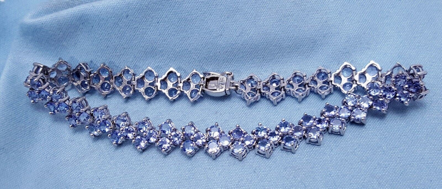 10K White Gold Designer Tanzanite Tennis Bracelet