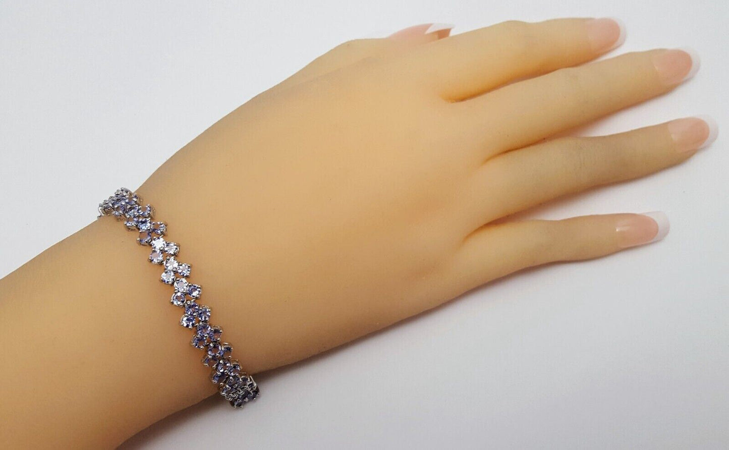 10K White Gold Designer Tanzanite Tennis Bracelet