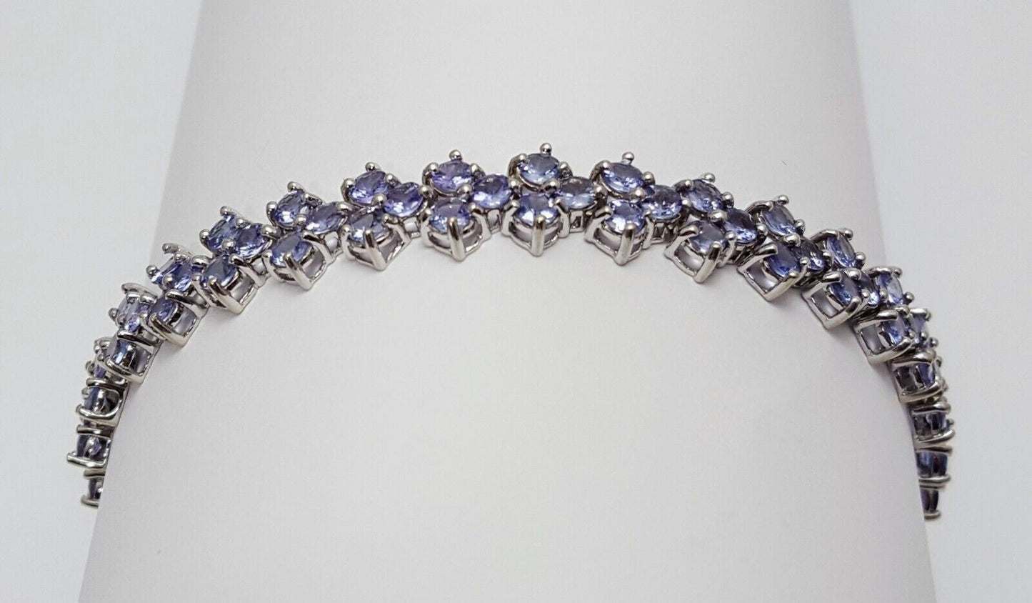 10K White Gold Designer Tanzanite Tennis Bracelet