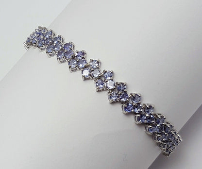 10K White Gold Designer Tanzanite Tennis Bracelet