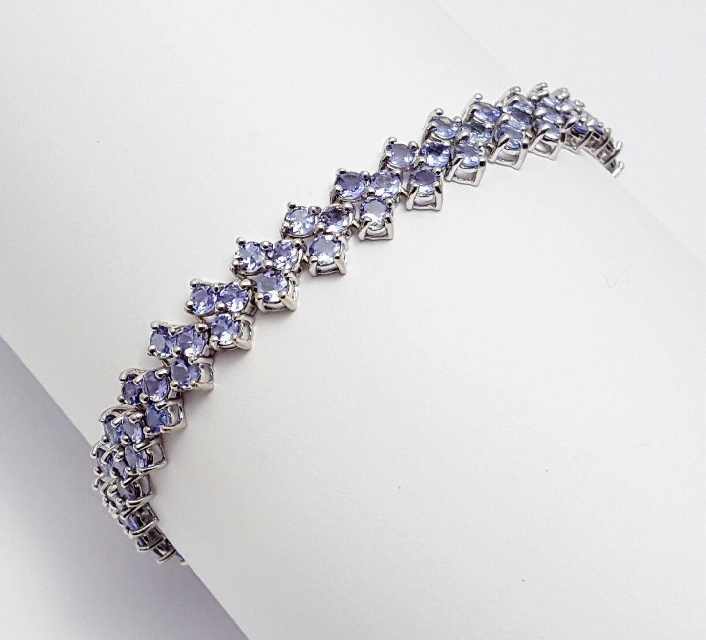 10K White Gold Designer Tanzanite Tennis Bracelet