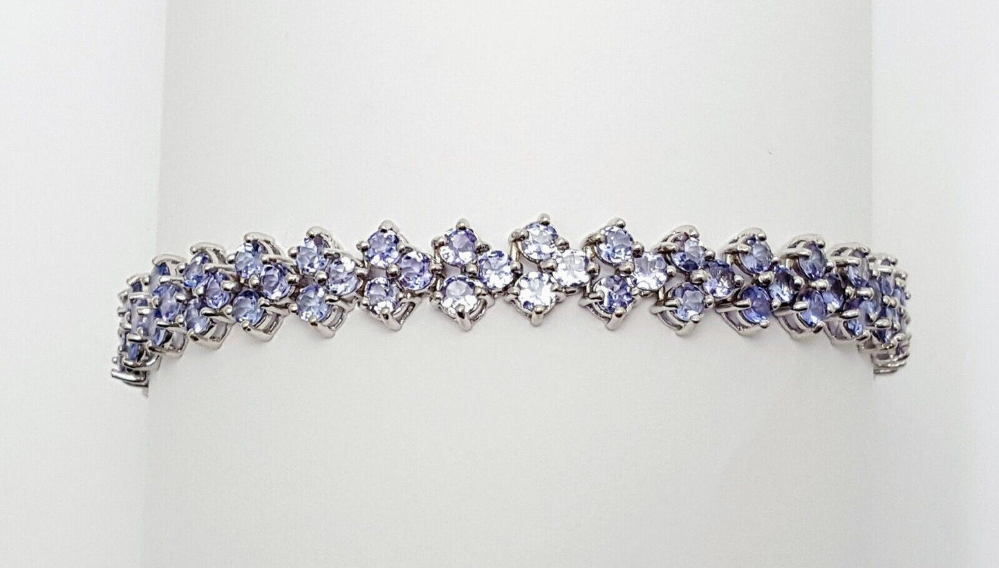 10K White Gold Designer Tanzanite Tennis Bracelet