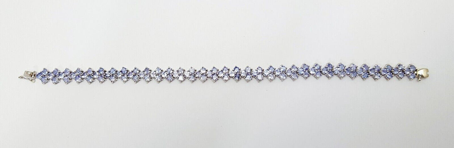 10K White Gold Designer Tanzanite Tennis Bracelet