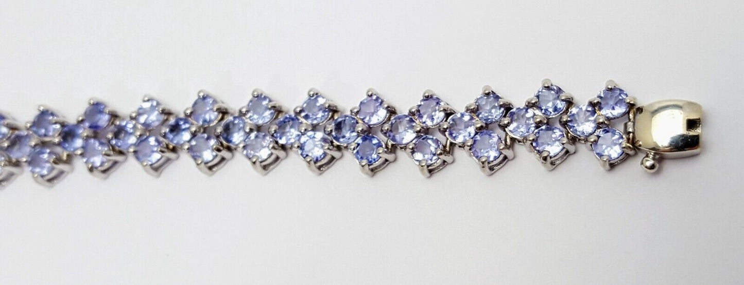 10K White Gold Designer Tanzanite Tennis Bracelet