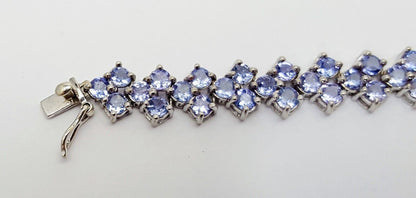 10K White Gold Designer Tanzanite Tennis Bracelet