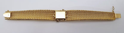 Omega 14k Yellow Gold & Diamond Hidden Watch Mesh Link Ladies Bracelet