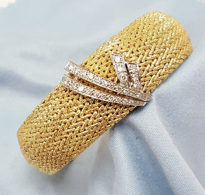 Omega 14k Yellow Gold & Diamond Hidden Watch Mesh Link Ladies Bracelet