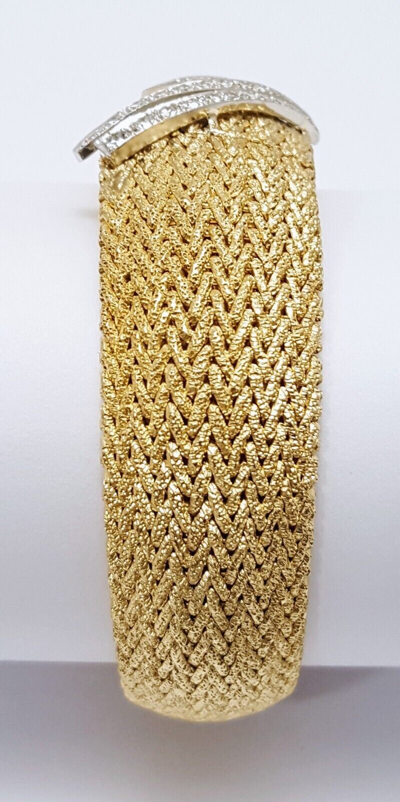 Omega 14k Yellow Gold & Diamond Hidden Watch Mesh Link Ladies Bracelet