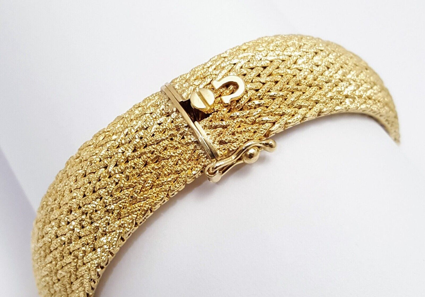 Omega 14k Yellow Gold & Diamond Hidden Watch Mesh Link Ladies Bracelet