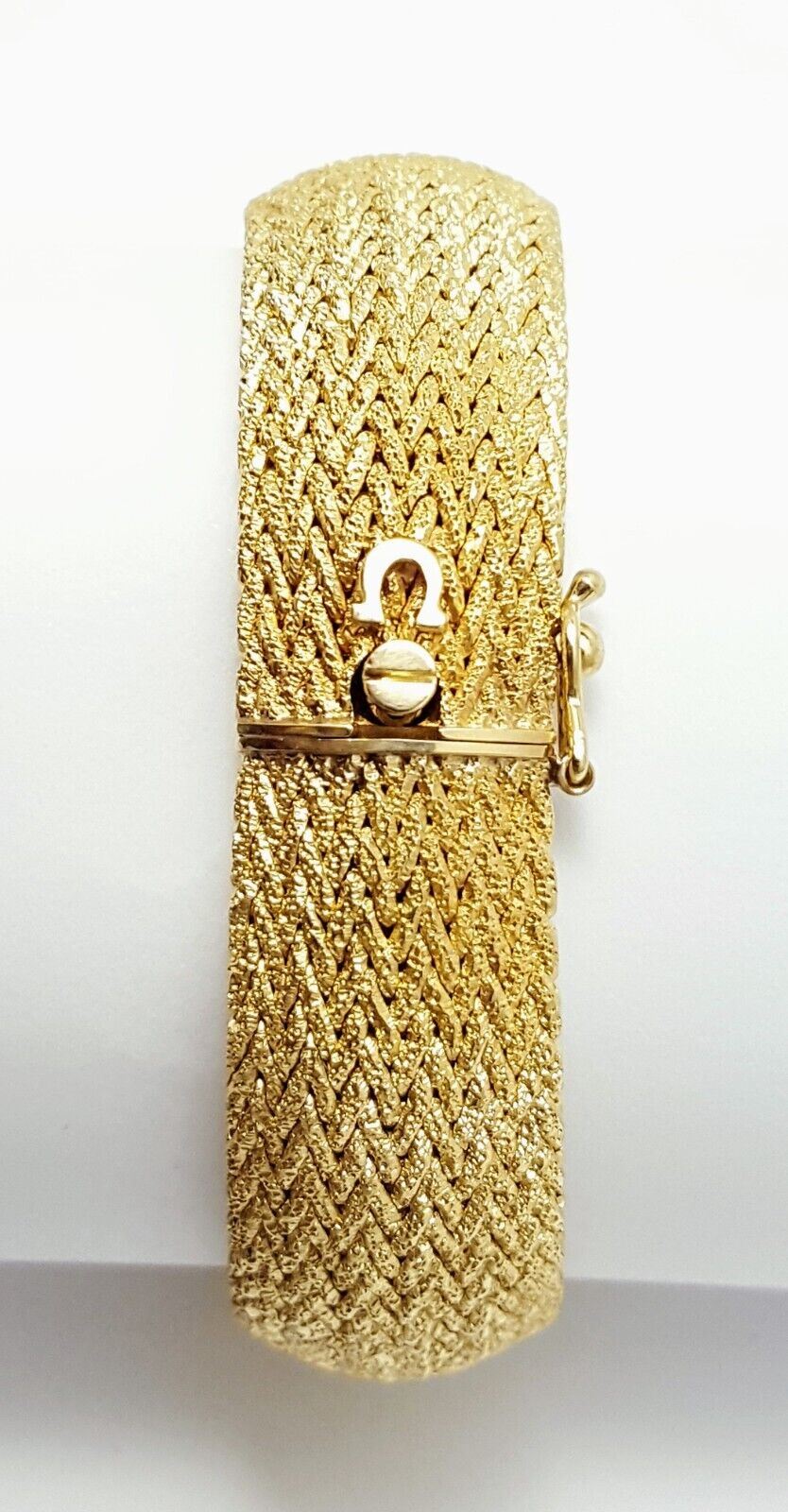 Omega 14k Yellow Gold & Diamond Hidden Watch Mesh Link Ladies Bracelet