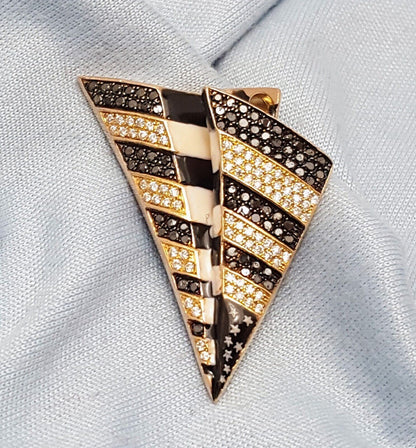 10K Solid Rose Gold USA Flag Enamel Paper Airplane Diamond Charm Pendant