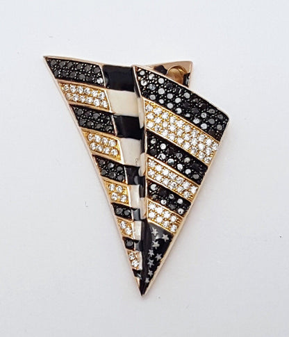 10K Solid Rose Gold USA Flag Enamel Paper Airplane Diamond Charm Pendant