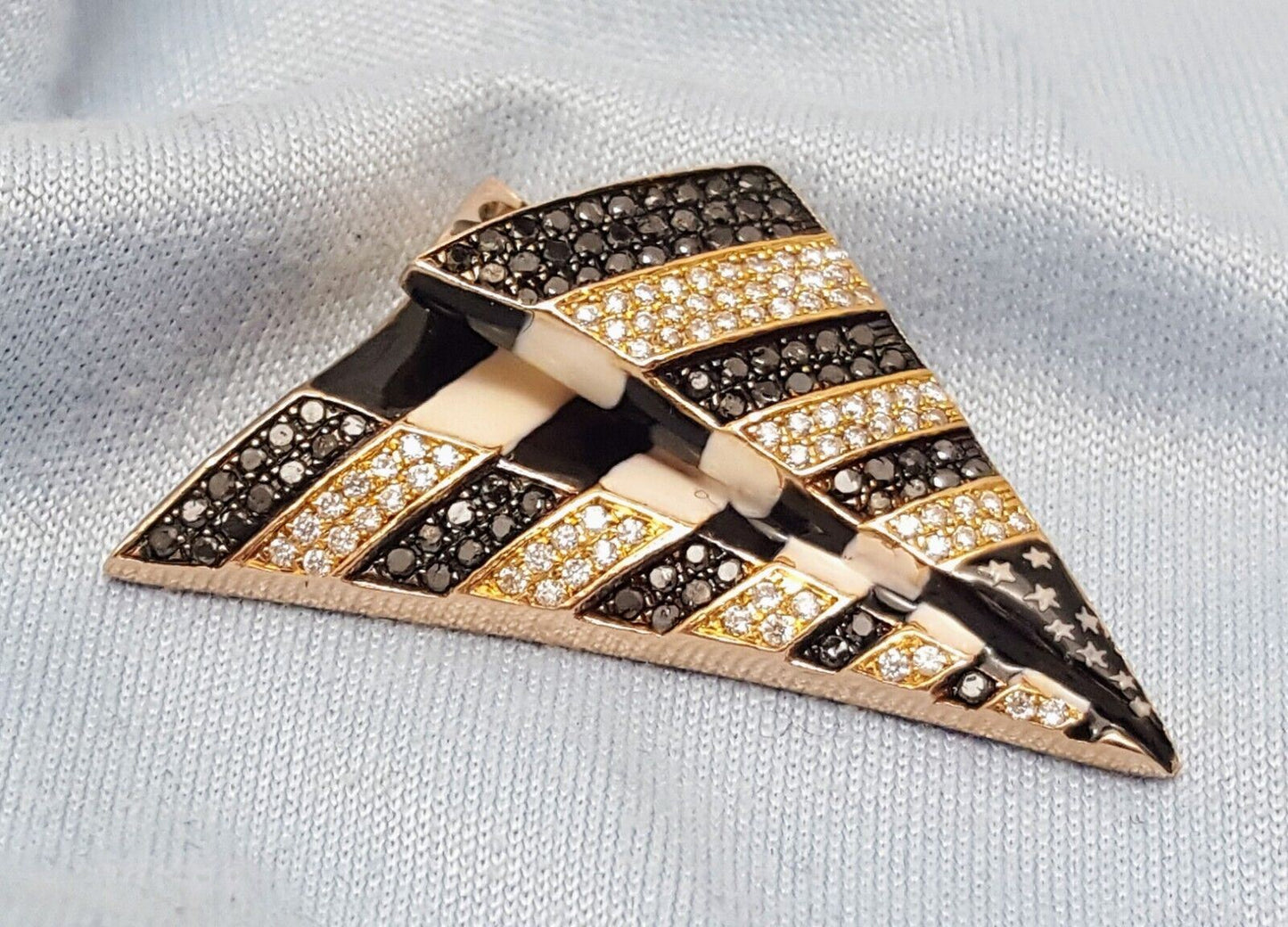 10K Solid Rose Gold USA Flag Enamel Paper Airplane Diamond Charm Pendant