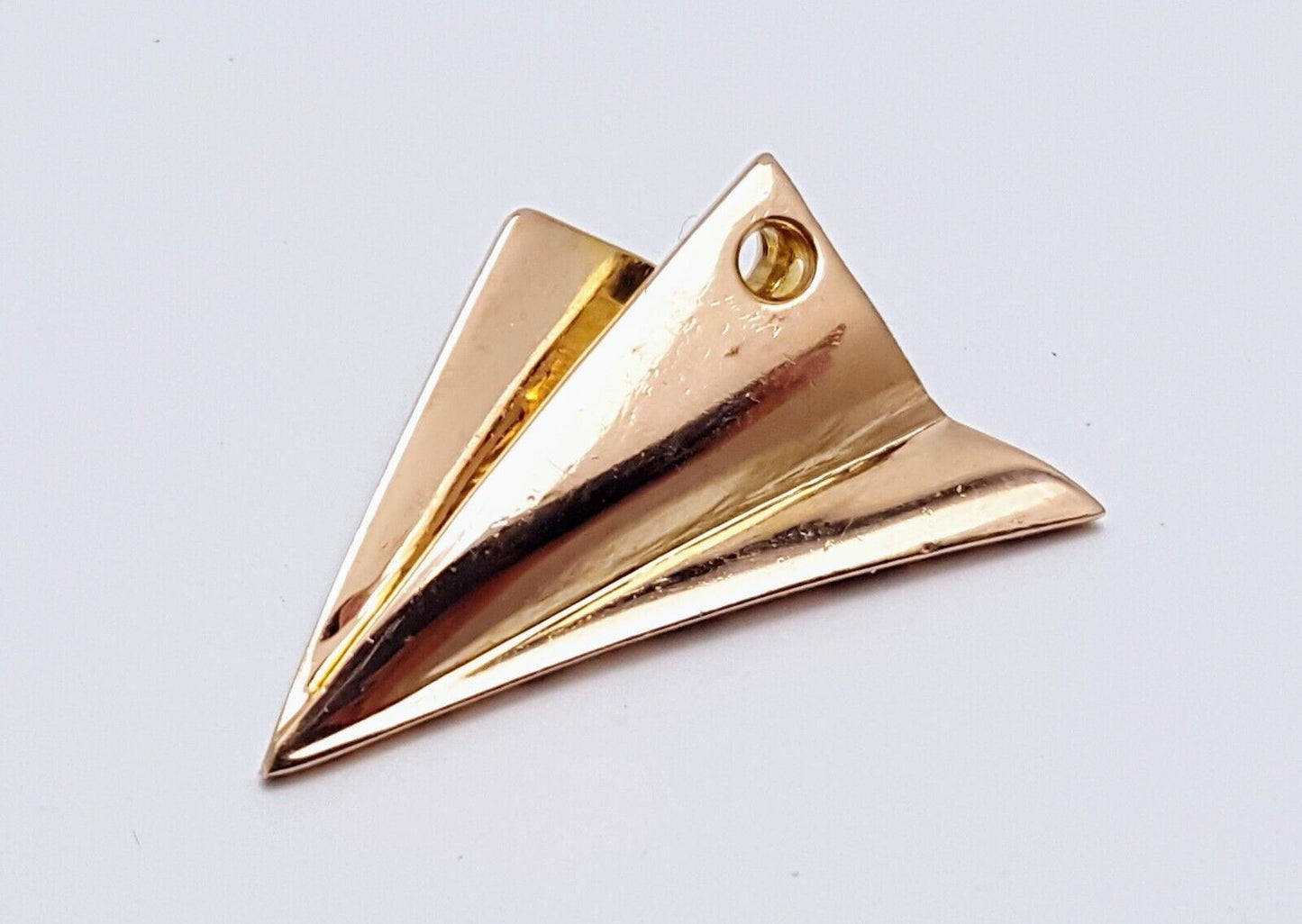 10K Solid Rose Gold USA Flag Enamel Paper Airplane Diamond Charm Pendant