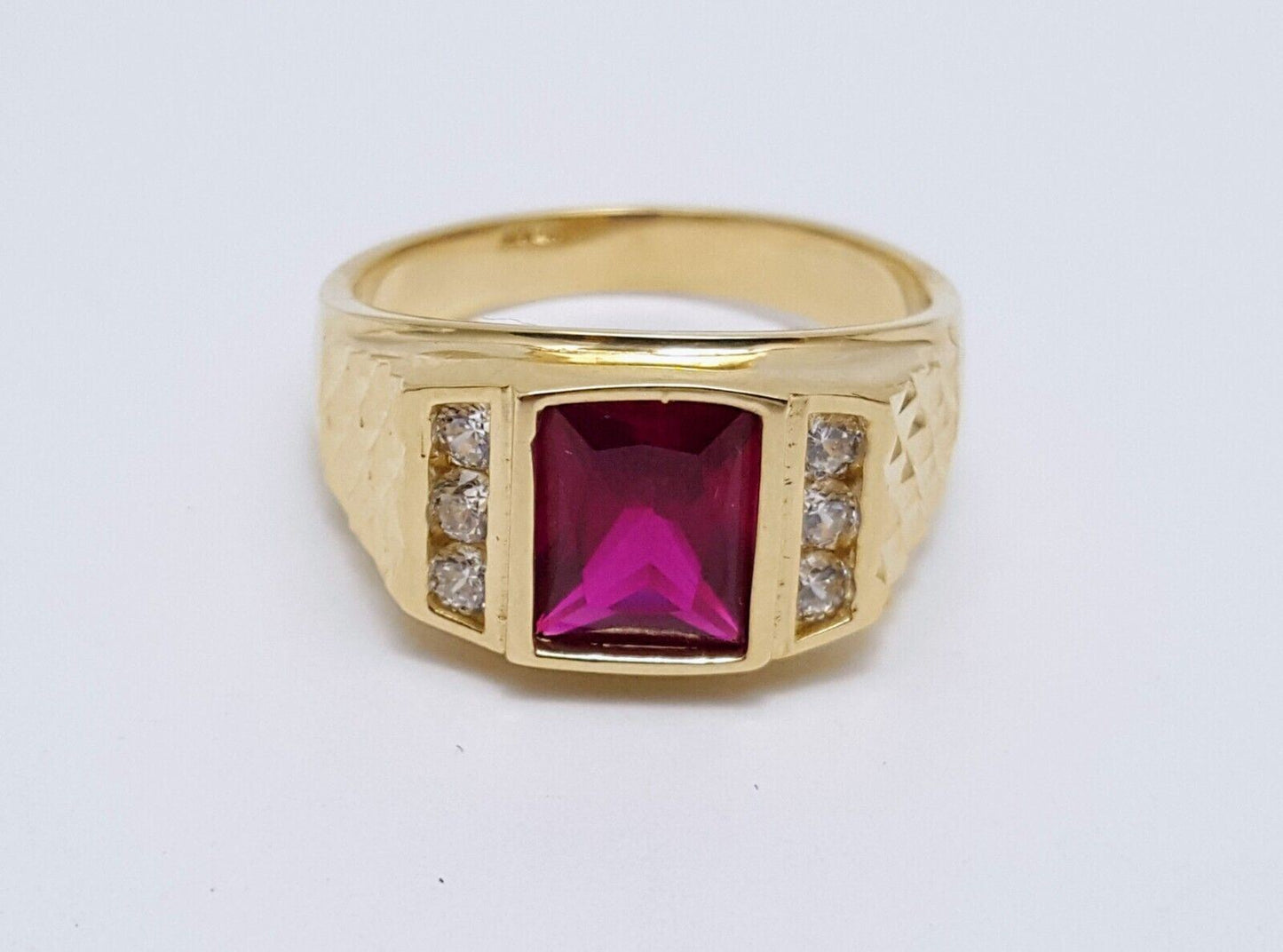 14K Solid Yellow Gold Designer Tourmaline & Cubic Zirconia Ring